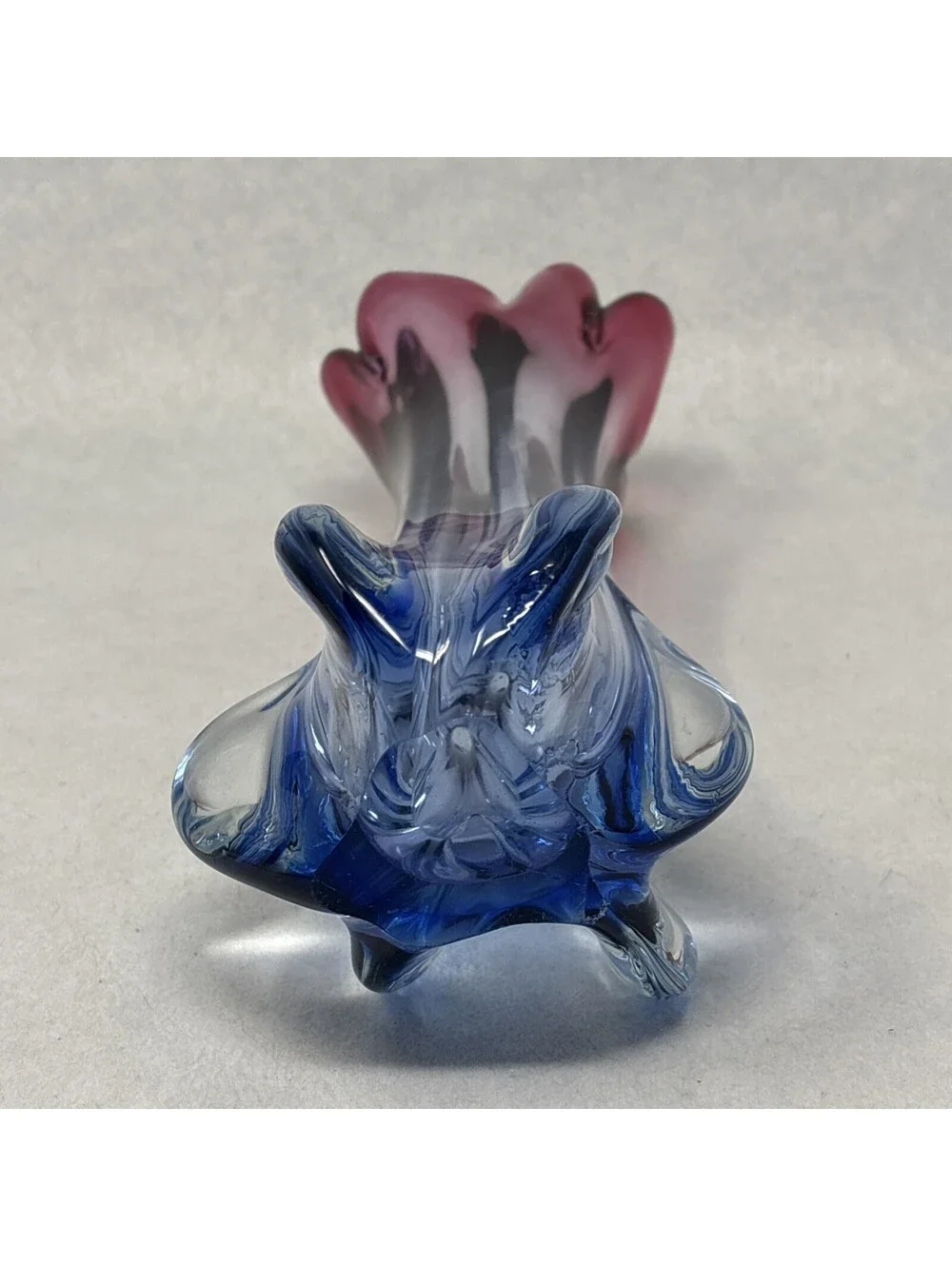 VTG Murano Swung Vase Hand Blown Glass Pink & Blue Sommerso 1960's MCM 11.5